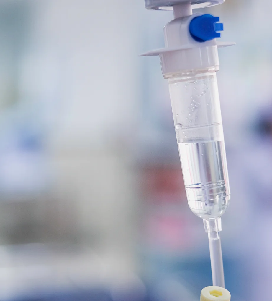 Close-up of a stem cell IV drip at iCRYO New Braunfels