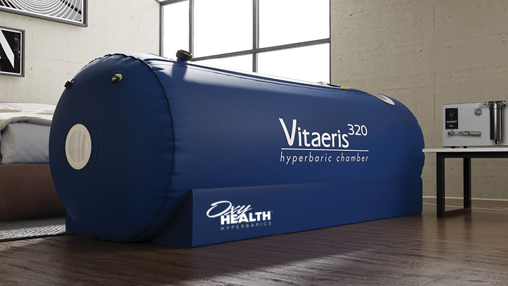 Patient in hyperbaric oxygen therapy chamber